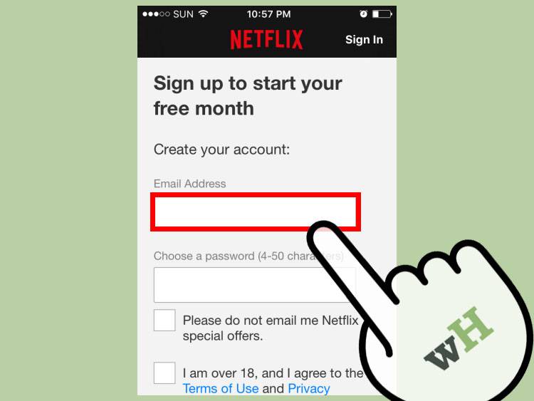 آدرس ایمیل 1 - نحوه ثبت نام در Netflix از طریق برنامه Netflix در موبایل
