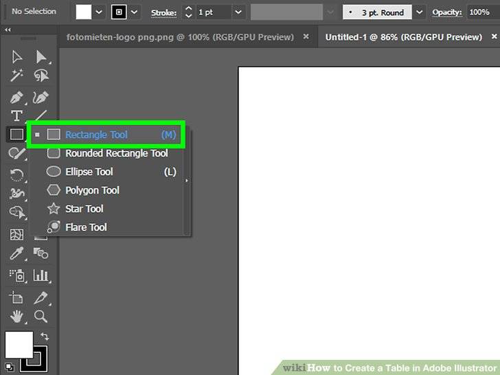 ابزار Rectangle - نحوه ایجاد جدول در Adobe Illustrator