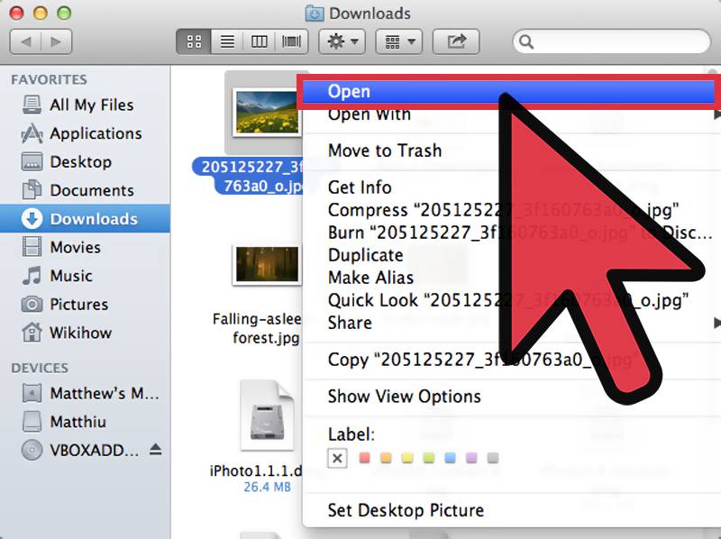 گزینه open 2 - نحوه بزرگنمایی عکس در Macbook